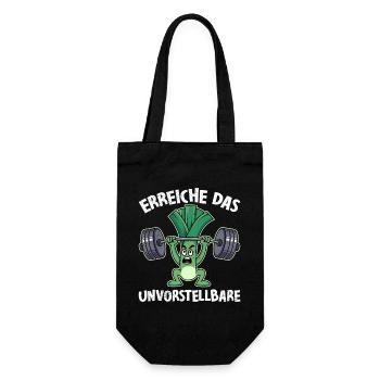 Gewichtheber ERREICHE DAS UNVORSTELLBARE Lustig - Geschenkbeutel für Flaschen - Schwarz - Vorne