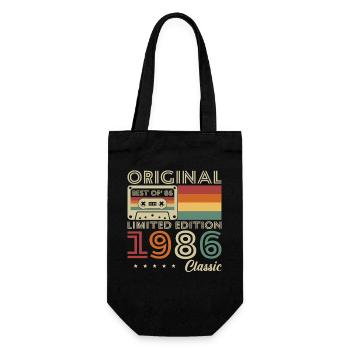 1986 Vintage Retro Geburtstagsgeschenk - Geschenkbeutel für Flaschen - Schwarz - Vorne