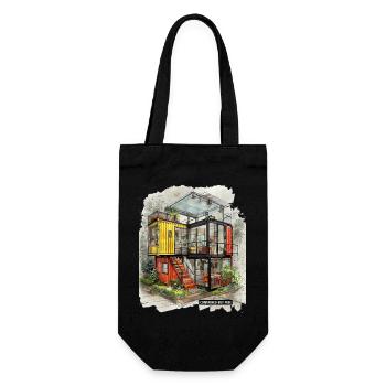 CONTAINED BUT FREE – Moderne Shipping Container Art - Geschenkbeutel für Flaschen - Schwarz - Vorne