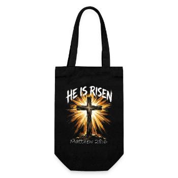 Ostern Er ist auferstanden, Jesus Kreuz Christ - Geschenkbeutel für Flaschen - Schwarz - Vorne