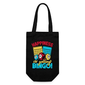 Bingo Game Happiness Is Yelling Bingo - Gift Bag for Bottles - black - Front