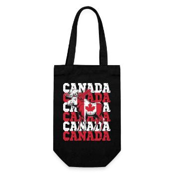 Canadian Moose with Maple Leaf Flag - Gift Bag for Bottles - black - Front