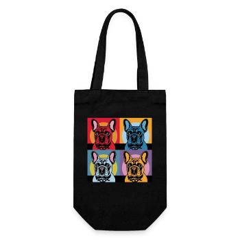 Pop Art French Bulldogs Colorful - Gift Bag for Bottles - black - Front