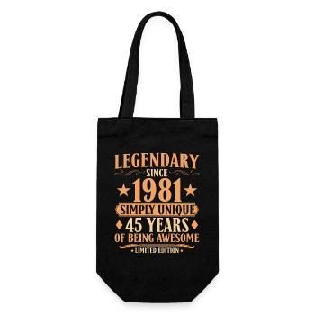 Legendary since 1981 - 45th Birthday Vintage - Gift Bag for Bottles - black - Front