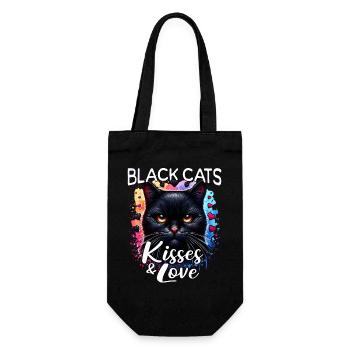 Schwarze Katze Liebe - Geschenkbeutel für Flaschen - Schwarz - Vorne