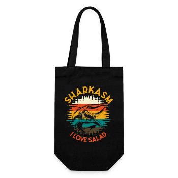 Sharkasm I Love Salad Retro Hai Humor - Geschenkbeutel für Flaschen - Schwarz - Vorne