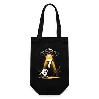 UFO-Lichtstrahl über Zahl 6 7 Meme - Geschenkbeutel für Flaschen - Schwarz - Vorne