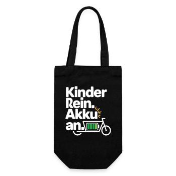 Kinder Rein Akku An E Bike Spruch - Geschenkbeutel für Flaschen - Schwarz - Vorne