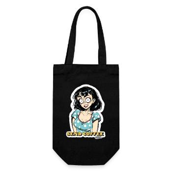 Send Coffee Anime Girl Sticker - Gift Bag for Bottles - black - Front