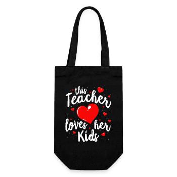 This Teacher Loves Her Kids - Gift Bag for Bottles - black - Front