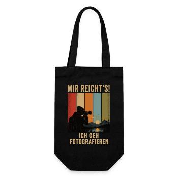 Mir reicht's Ich geh fotografieren Retro Fotograf - Geschenkbeutel für Flaschen - Schwarz - Vorne