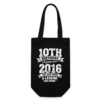10. Geburtstag 2016 Legende Vintage Design - Geschenkbeutel für Flaschen - Schwarz - Vorne