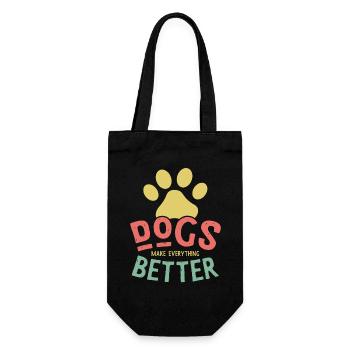 Dogs Make Life Better – Hunde machen alles besser - Geschenkbeutel für Flaschen - Schwarz - Vorne