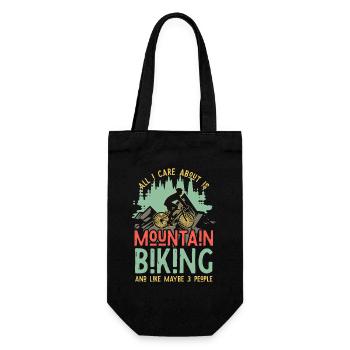 MTB Dad Spruch – All I Care About Biking and maybe - Gift Bag for Bottles - black - Front