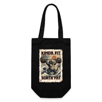 Kinda Fit Sorta Fat Kaiju Monster Gewichtheben - Geschenkbeutel für Flaschen - Schwarz - Vorne