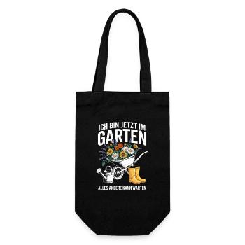  Ich Bin Jetzt Im Garten Alles Andere Kann Warten - Geschenkbeutel für Flaschen - Schwarz - Vorne