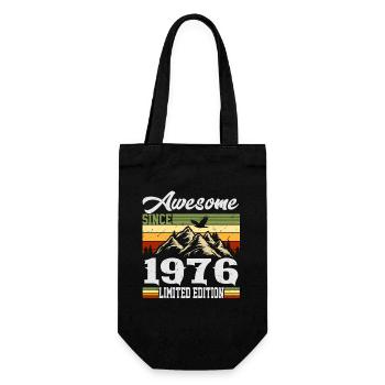 1976 Jahrgang Retro Geburtstag Geschenk - Geschenkbeutel für Flaschen - Schwarz - Vorne
