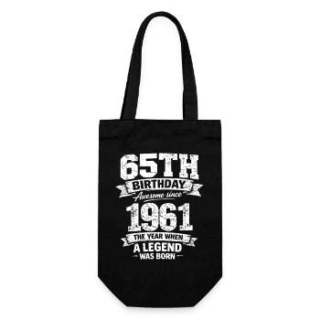 65th Birthday 1961 Legend Vintage Design - Gift Bag for Bottles - black - Front