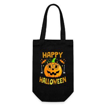 Leoparden-Kürbis-Brille Halloween - Geschenkbeutel für Flaschen - Schwarz - Vorne