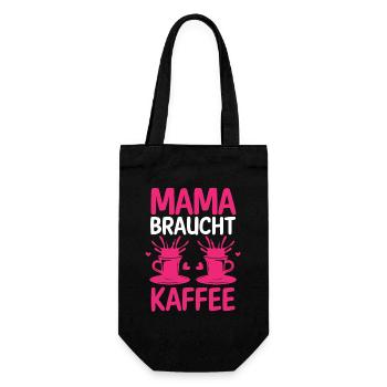 Kaffee Kaffeeliebhaber Mutter Mama - Geschenkbeutel für Flaschen - Schwarz - Vorne