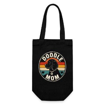 Doodle Mom Retro Hundebadge - Geschenkbeutel für Flaschen - Schwarz - Vorne