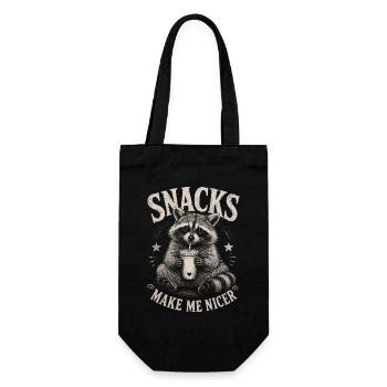 Raccoon, Snacks Make Me Nicer - Gift Bag for Bottles - black - Front