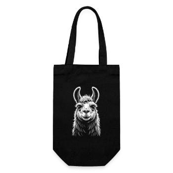 Portrait de lama - Sac à bouteille - noir - Devant