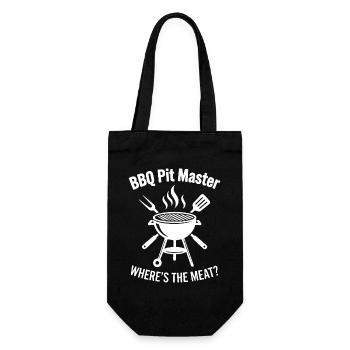 BBQ PIT MASTER WHERE’S THE MEAT Grill Grafik - Geschenkbeutel für Flaschen - Schwarz - Vorne