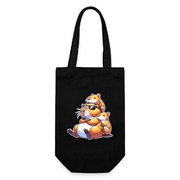 Capybara papa - Gift Bag for Bottles - black - Front