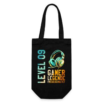 9. Geburtstag Junge Mädchen Gaming Level 9 Jahre - Geschenkbeutel für Flaschen - Schwarz - Vorne