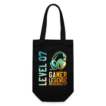 7. Geburtstag Junge Mädchen Gaming Level 7 Jahre - Geschenkbeutel für Flaschen - Schwarz - Vorne