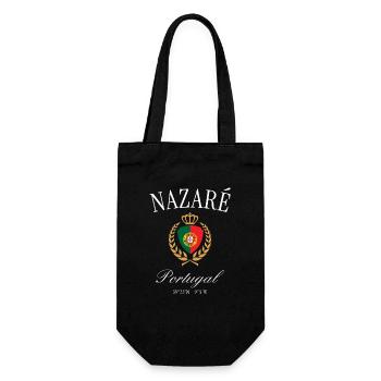 Nazaré Portugal Wappen Krone – Reise Souvenir - Geschenkbeutel für Flaschen - Schwarz - Vorne