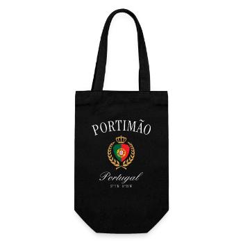 Portimão Portugal Wappen Krone – Reise Souvenir - Geschenkbeutel für Flaschen - Schwarz - Vorne