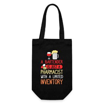 Barkeeper Kellner bartender Barmann - Geschenkbeutel für Flaschen - Schwarz - Vorne