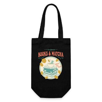 Livres et matcha : un moment zen Lecture à la goutte - Sac à bouteille - noir - Devant