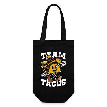 Team Tacos | Fröhlicher Taco Sombrero Cartoon - Geschenkbeutel für Flaschen - Schwarz - Vorne