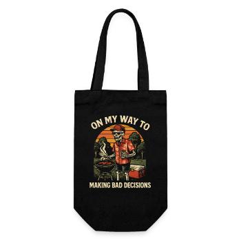 Grillen Humor On My Way To Making Bad Decisions  - Geschenkbeutel für Flaschen - Schwarz - Vorne