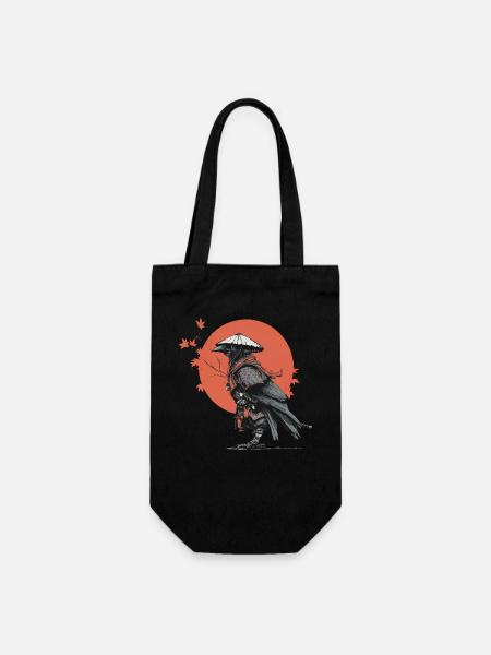 Corbeau Samouraï dans Red Moon - Sac à bouteille - noir