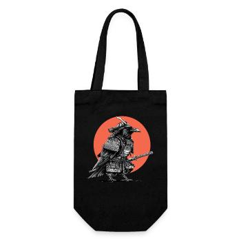Samurai-Krähe in Rüstung - Geschenkbeutel für Flaschen - Schwarz - Vorne
