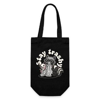 Stay Trashy Waschbär Opossum Stinktier - Geschenkbeutel für Flaschen - Schwarz - Vorne