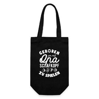 Geboren um mit Opa Schafkopf zu spielen - Geschenkbeutel für Flaschen - Schwarz - Vorne