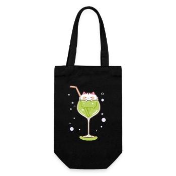 Gin katze ginglass mietze trinken feiern party - Geschenkbeutel für Flaschen - Schwarz - Vorne