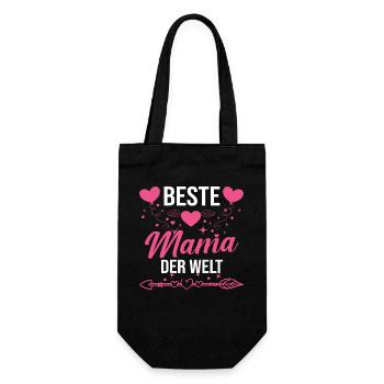 Beste Mama der Welt - Geschenkbeutel für Flaschen - Schwarz - Vorne