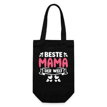 Beste Mama der Welt - Geschenkbeutel für Flaschen - Schwarz - Vorne