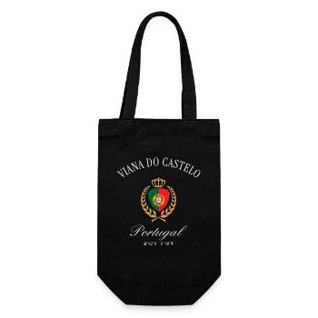 Viana do Castelo Portugal Wappen – Reise Souvenir - Geschenkbeutel für Flaschen - Schwarz - Vorne