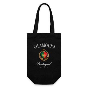 Vilamoura Portugal Wappen Krone – Reise Souvenir - Geschenkbeutel für Flaschen - Schwarz - Vorne