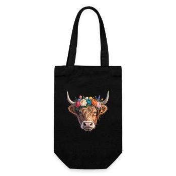 Vache avec couronne de fleurs - Sac à bouteille - noir - Devant