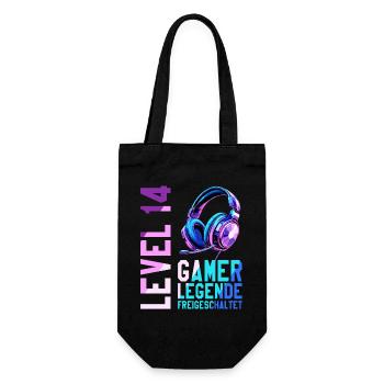 14. Geburtstag Junge Mädchen Gaming Level 14 Jahre - Geschenkbeutel für Flaschen - Schwarz - Vorne