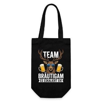 Team Bräutigam Es Eskaliert Eh - Geschenkbeutel für Flaschen - Schwarz - Vorne