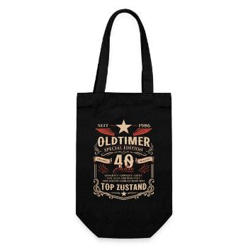 40. Geburtstag Geschenk Mann Oldtimer Vintage 1986 - Geschenkbeutel für Flaschen - Schwarz - Vorne